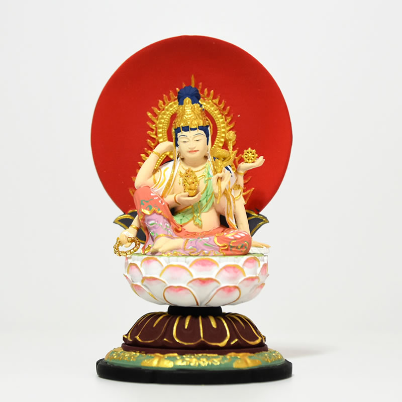 楽天市場】木彫り仏像-小仏 【如意輪観音菩薩】 柘植極彩色 総高10.5cm