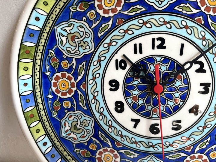 楽天市場】トルコの手描き絵皿 壁掛け時計 直径30cm アルハンブラ