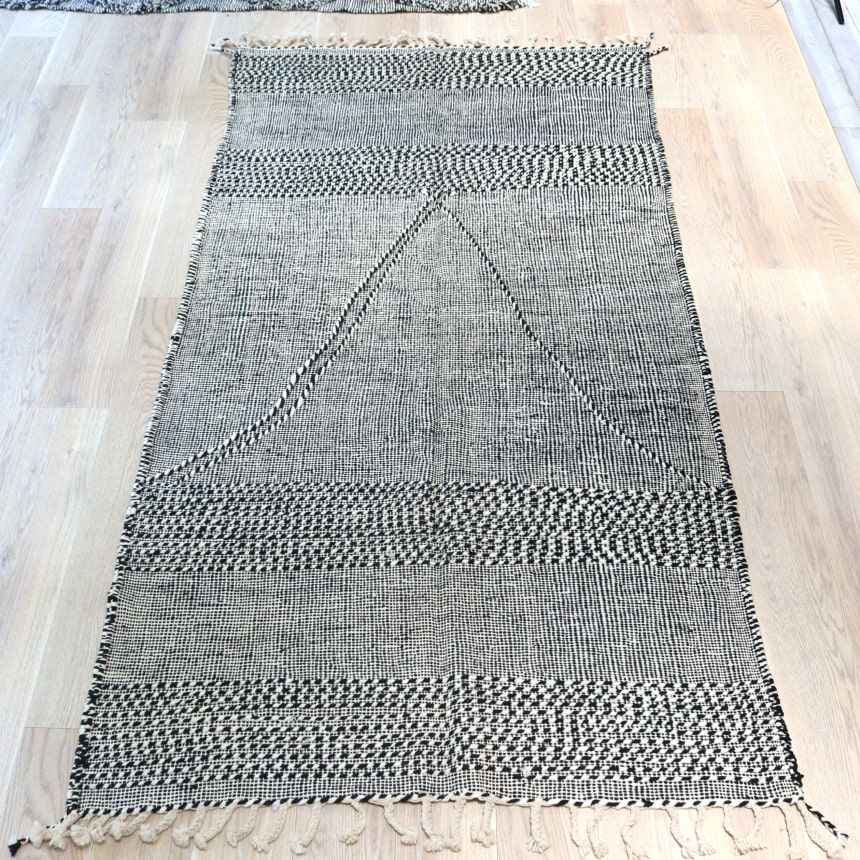 モロッコ ウール キリム ラグ 約62〜66×100cm モロッコラグ「ZANAFIキリムキャメル」ブジャァッド産 ウール手織りラグ