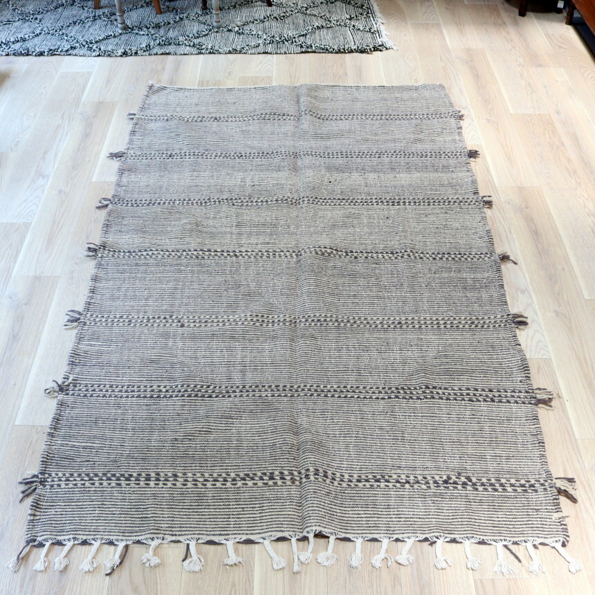 モロッコ ウール キリム ラグ 約62〜66×100cm モロッコラグ「ZANAFIキリムキャメル」ブジャァッド産 ウール手織りラグ
