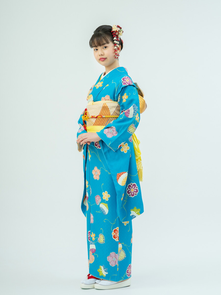 楽天市場】【レンタル】十三参り女の子の高級着物 水色の十三参り