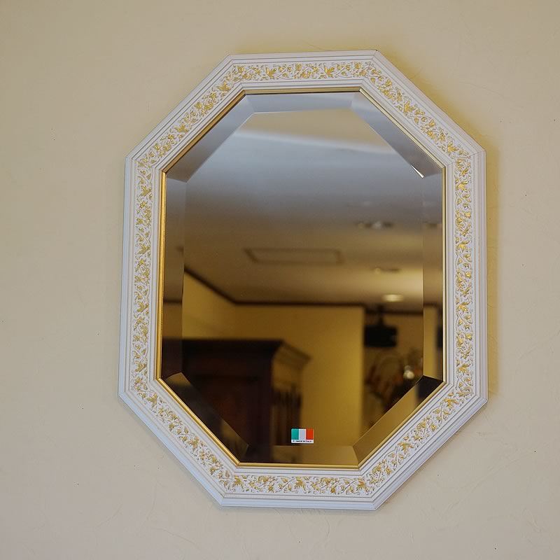 楽天市場】鏡 壁掛け イタリア製 八角ミラー Mirror ホワイト
