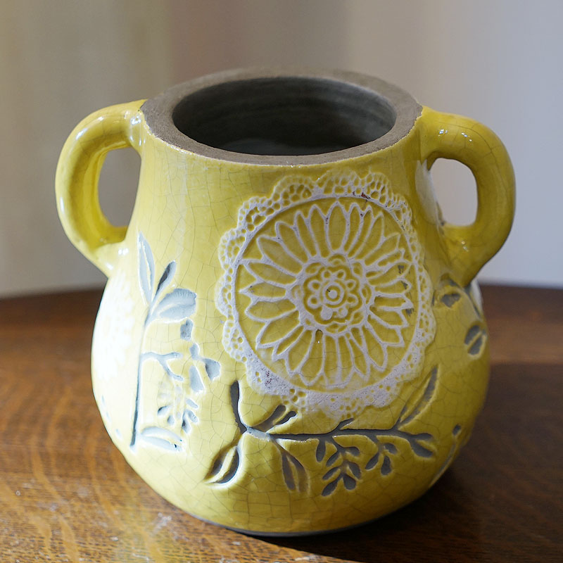 楽天市場】フラワーベース 花瓶 陶器 Pear Vase Y フルール イエロー