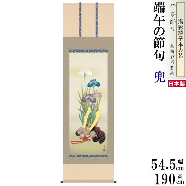 兜図/端午】岩佐古香 2563 甲と菖蒲 端午の節句 共箱 掛け軸