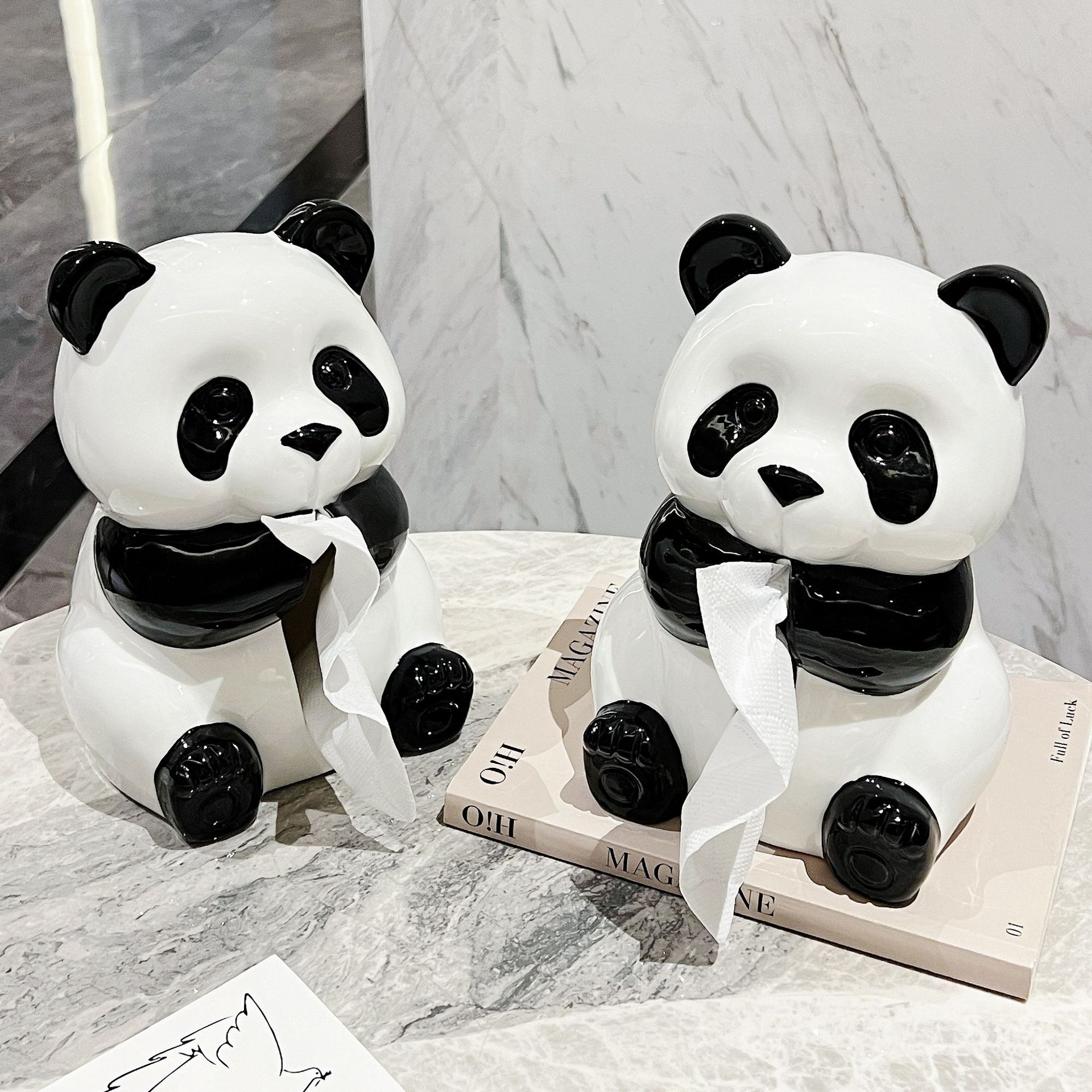楽天市場】パンダのティッシュの箱、陶器の紙の箱、家庭用ナプキンの紙