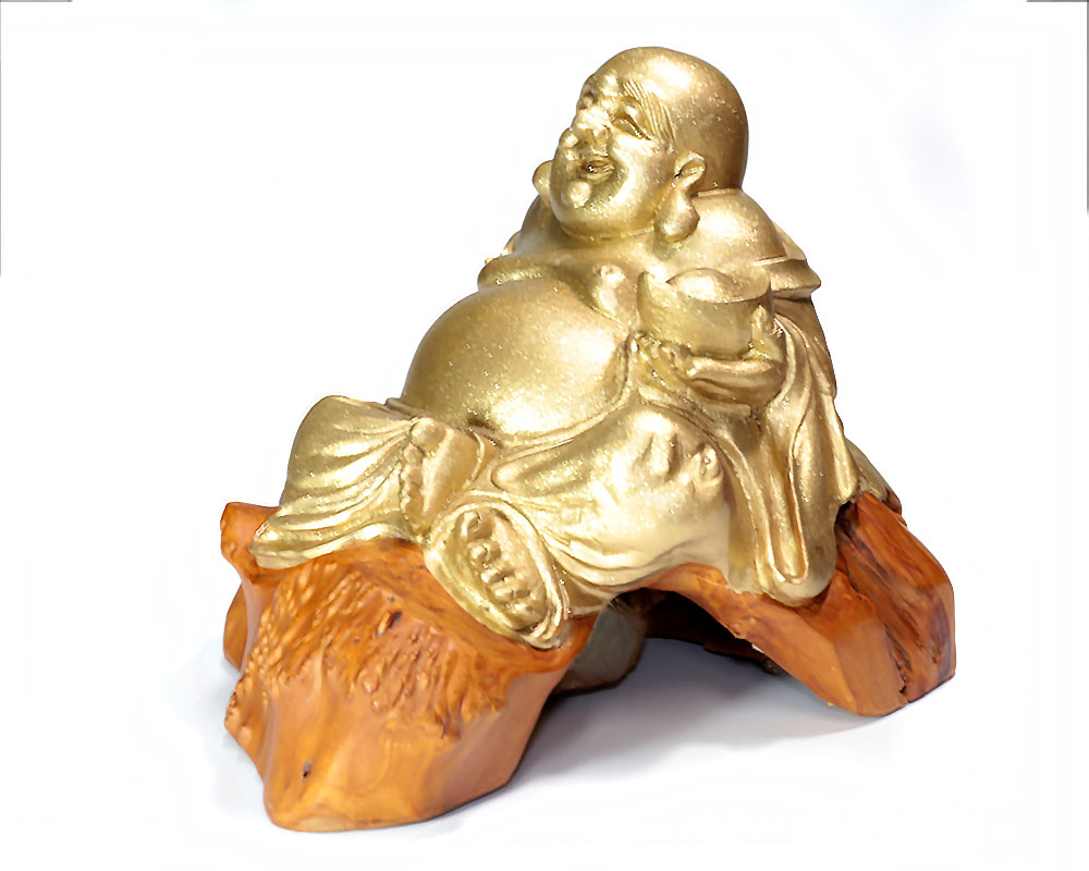 楽天市場】素敵な一品 天然木彫り 金布袋様 置物 七福神 布袋さん置物