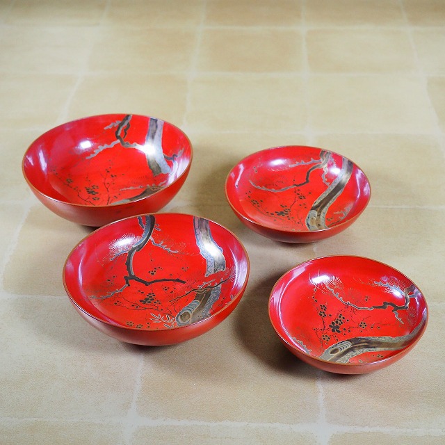 楽天市場】山水文様 四つ揃え盃 重ね盃 組盃 0006漆器 蒔絵 吉祥 酒器