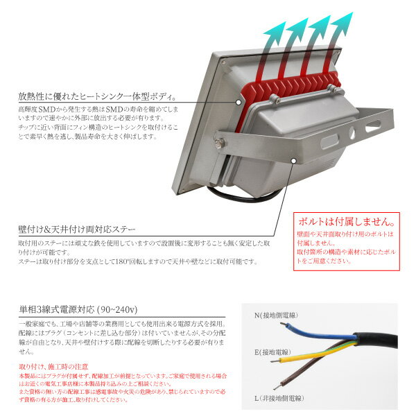 楽天市場】投光器 LED 30W リモコン付き RGB 16色 イルミネーション 調