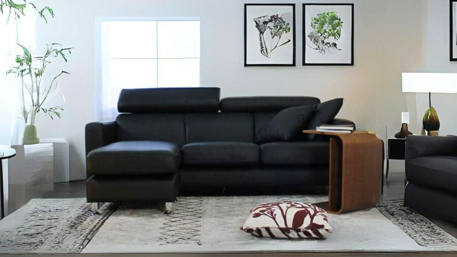 1/3】moda en casa ダークブラウン レザー コーナーソファ L字 1/3