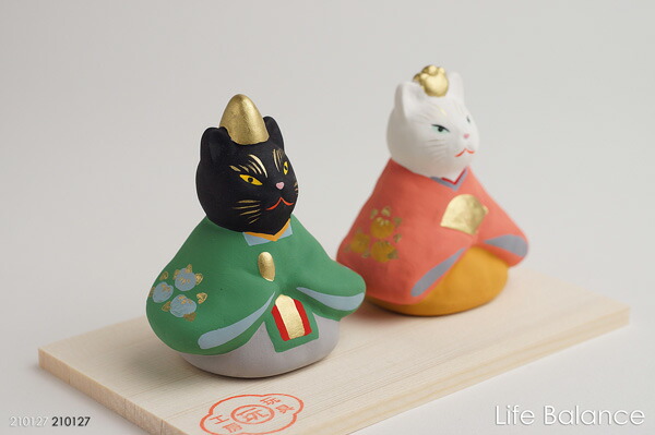 楽天市場】玩具工房 陶器 雛人形 小さいお雛様 猫座雛（橘） GA-4【母