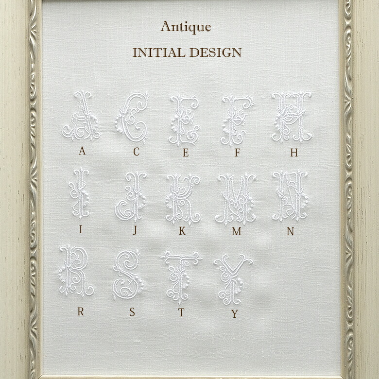 楽天市場】イニシャル 刺繍 リネン ハンカチ セット アンティーク