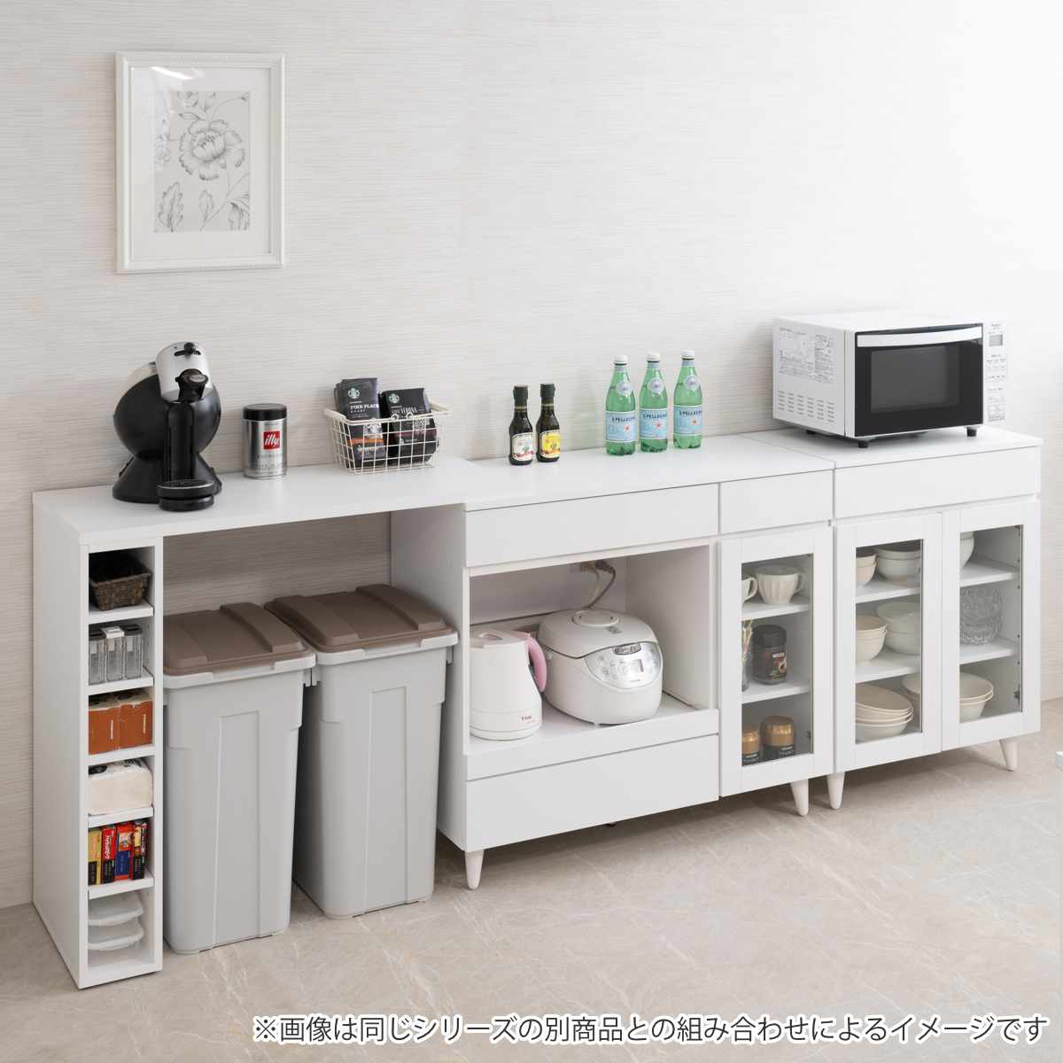 楽天市場】キッチンカウンター 幅90cm レンジ台 スライド棚 2口