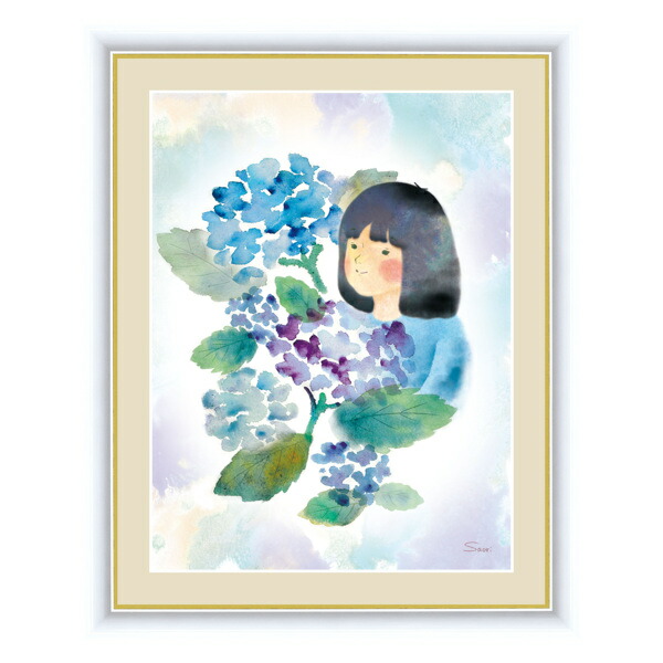 楽天市場】絵画 『紫陽花と少女』 52×42cm 榎本早織 額入り 巧芸画