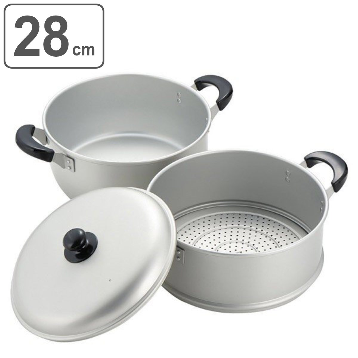 楽天市場】アルミ2段蒸し器 28cm ニューセレット ガス火専用 もち米1.5