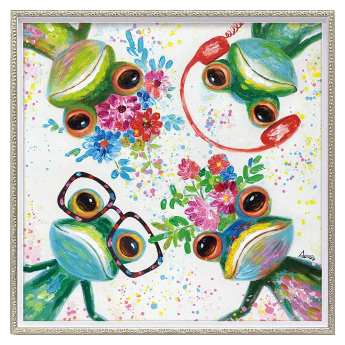 楽天市場】アートパネル オイルペイントアート 『カエルの星』 63×63cm