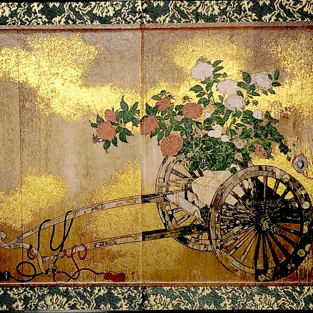 楽天市場】花車図 狩野深幽筆 日本の名画屏風中 二曲一双屏風 和風