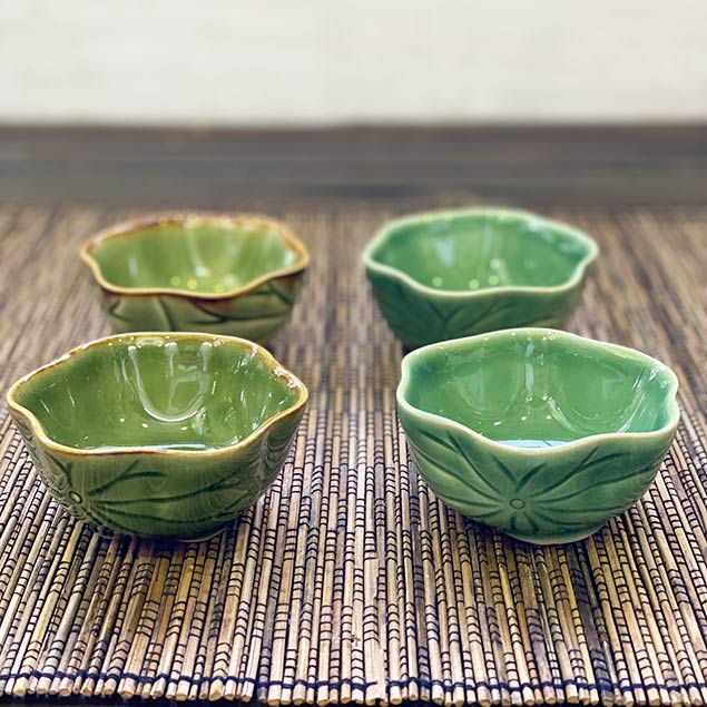 ソンベ焼き リムボウル 花柄 緑色 ボウル 在庫限り／ 和食器 食器 美濃