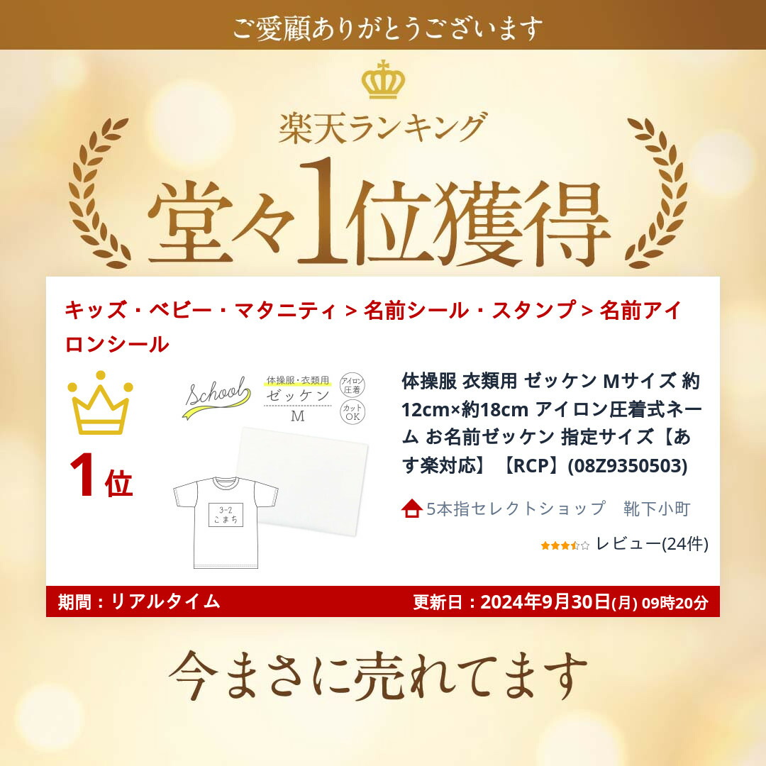 楽天市場】体操服 衣類用 ゼッケン Mサイズ 約12cm×約18cm アイロン