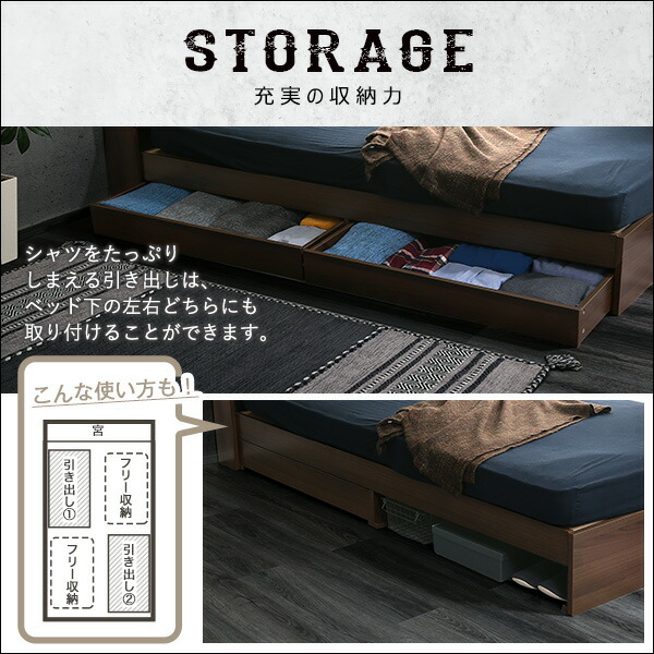 楽天市場】棚・収納付きヴィンテージチェストベッド ダブル【BROOK