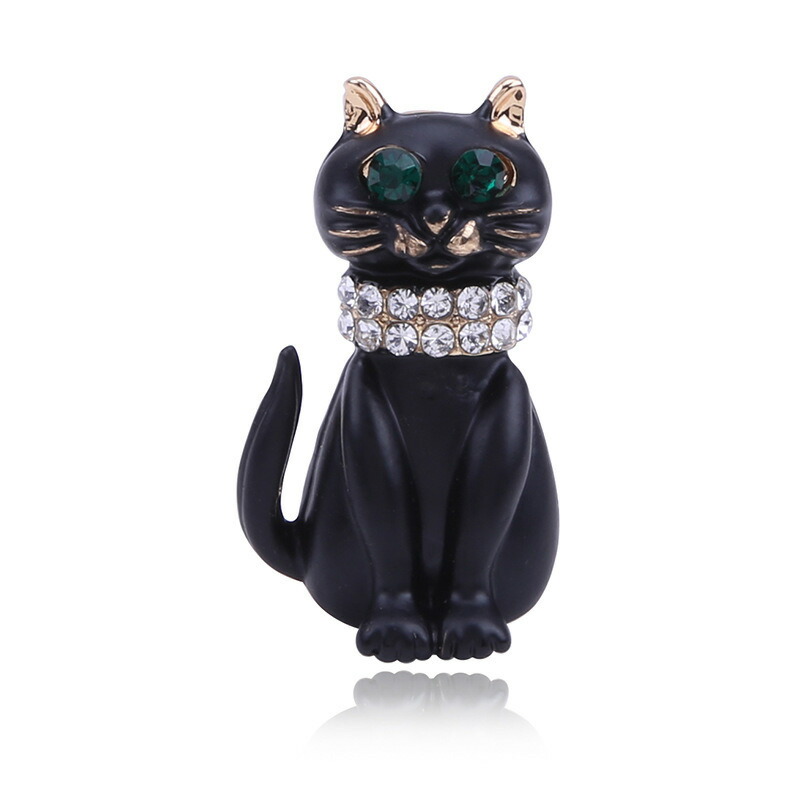 楽天市場】スワロフスキー グリーン アイ キャット 黒猫 ( 猫 ネコ