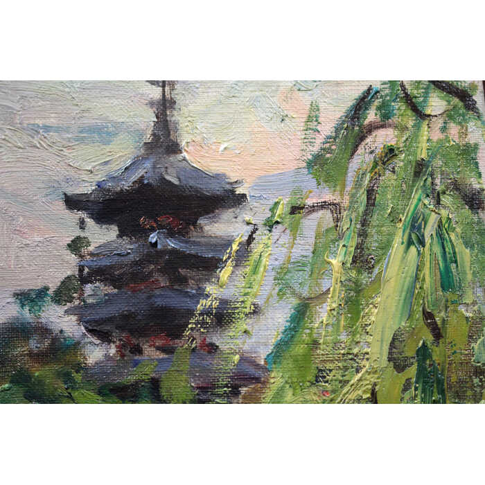 楽天市場】絵画 島田利一 油絵・油彩画 『奈良風景（猿沢の池）』 塔