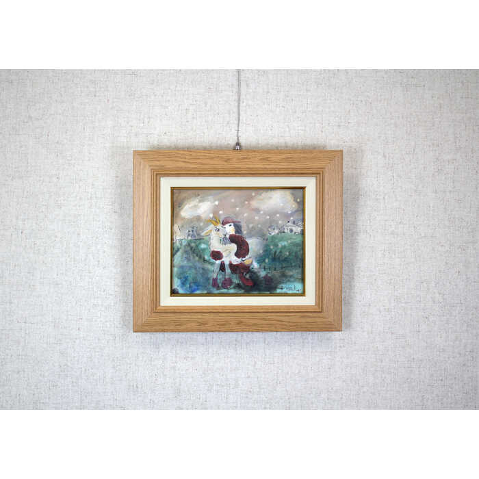 楽天市場】絵画 黒木普子 油絵・油彩画 『寒くな～い』 人物 動物 幻想