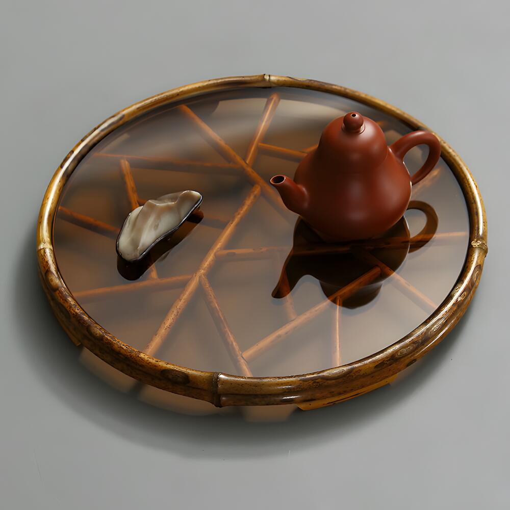 楽天市場】清境Craft Art 伝統工芸 竹細工 丸 ガラス皿 竹トレー 23cm