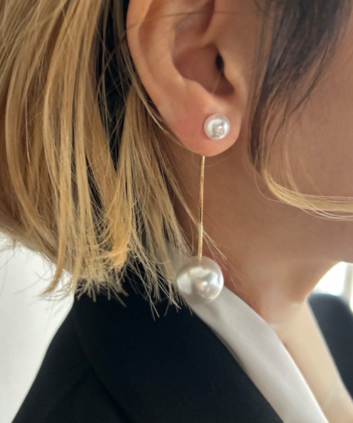 Outfitter lab｜【2WAY】ダブル ロングパールピアス | Rakuten Fashion