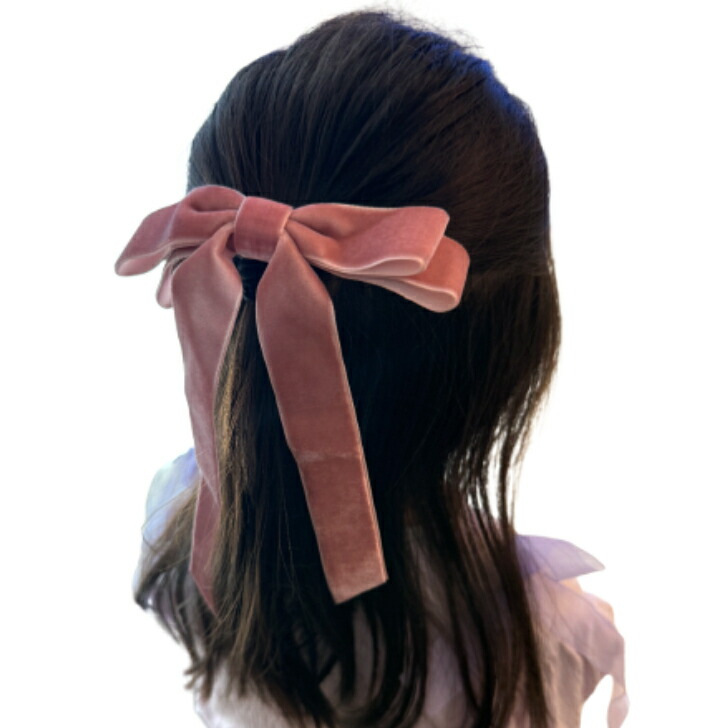 楽天市場】ベロア 二重リボン ロングリボン ヘアゴム リボン長20cm (1