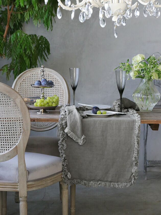 楽天市場】テーブルランナー スチールグレー 50x150cm Chez moi Chic