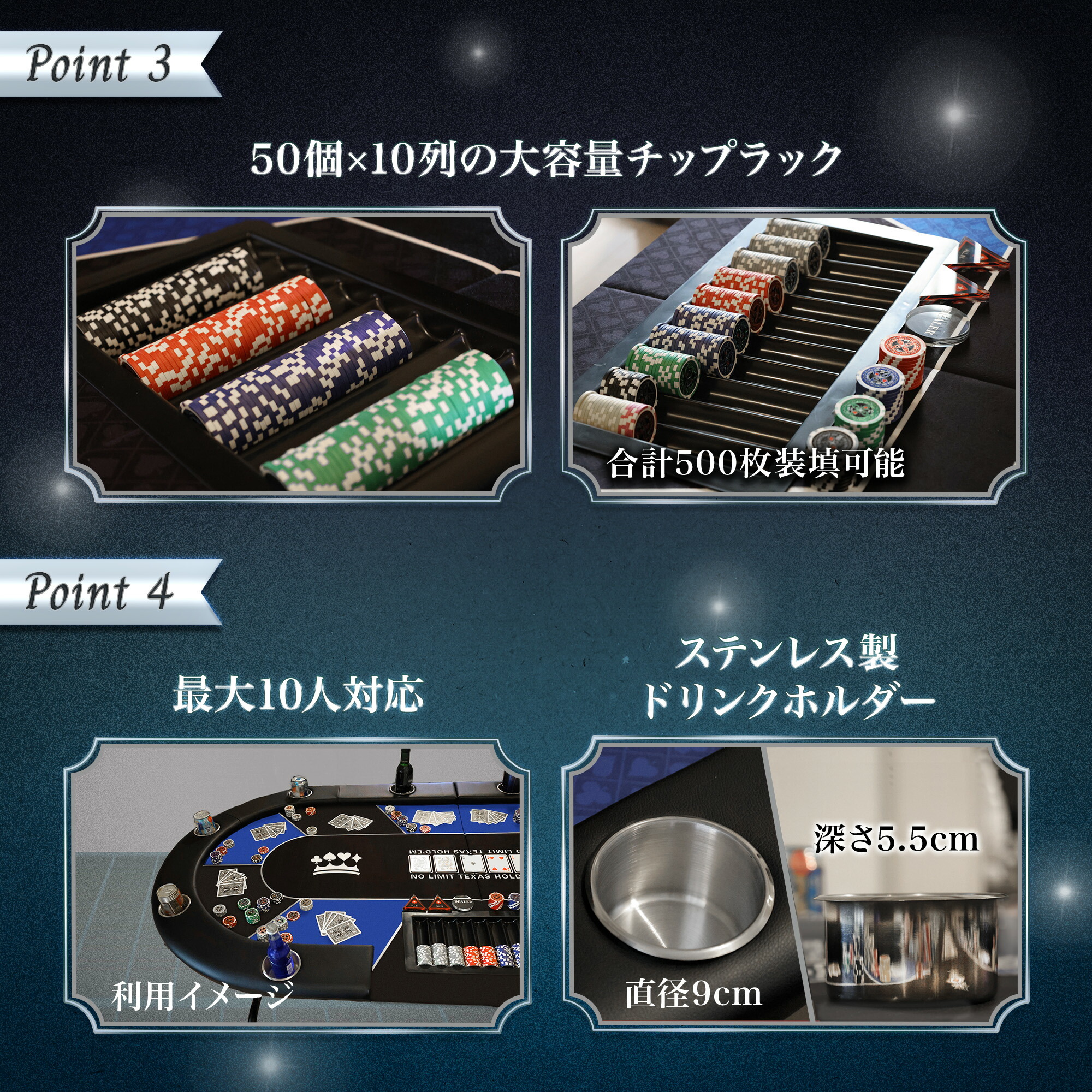 楽天市場】【P5倍!】 TiltPlay ポーカーテーブル 折りたたみ 10人対応