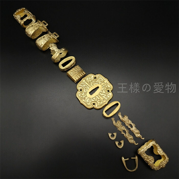 楽天市場】太刀金具 朝顔花紋 刀鍔 目貫 縁頭 切羽 鐺 柄鞘一式金具