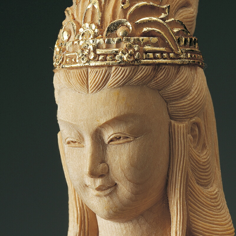 楽天市場】檜 手彫り 水晶 宝珠 『 裸 吉祥天 』 仏像 純金彩 仕上げ