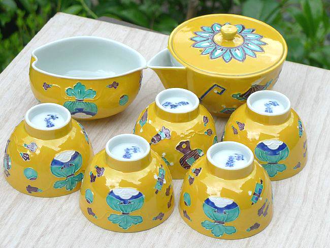 楽天市場】京焼 清水焼 黄交趾宝尽し煎茶器揃 昭阿弥 : 京焼清水焼専門