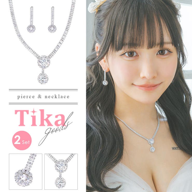 楽天市場】Tika ラウンド×ラインビジューシルバーベースネックレス