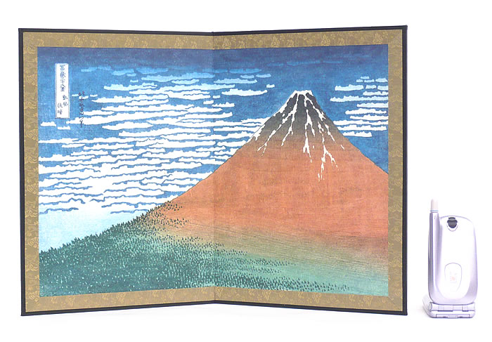 楽天市場】【L063】日本絵屏風 葛飾北斎「富嶽三十六景 凱風快晴」（赤