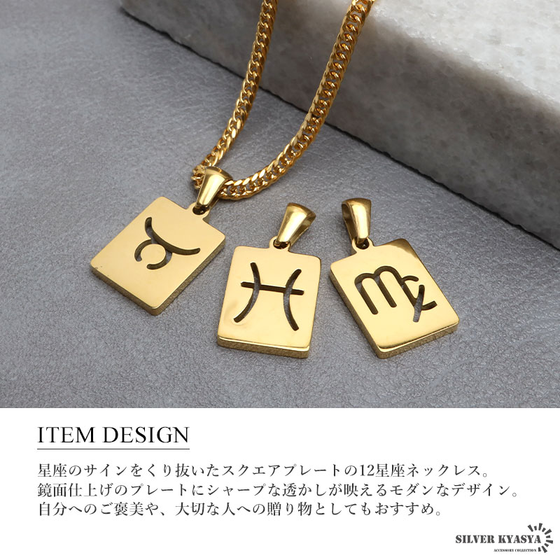 楽天市場】12星座ネックレス プレートネックレス ゴールド メンズ