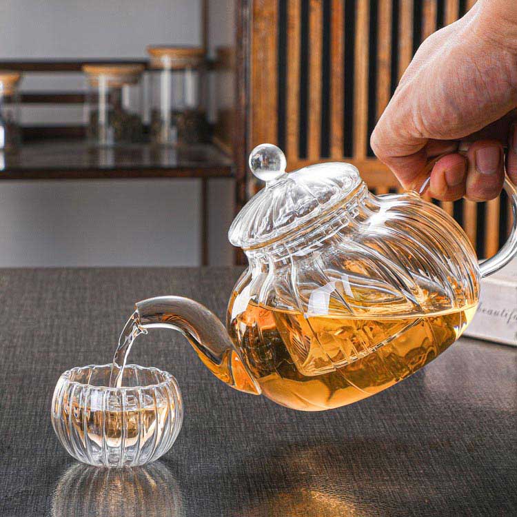楽天市場】8点セット ティーポット 600ml 茶こし付き 直火対応 耐熱