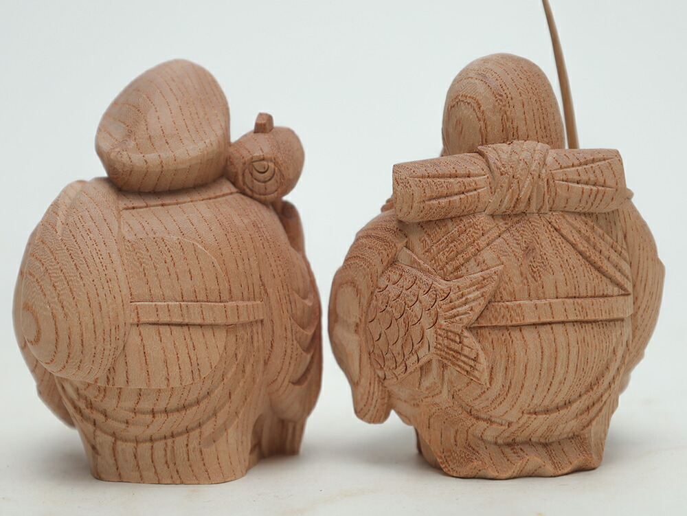 楽天市場】【総高12cm】恵比寿大黒 木彫り 福の神 縁起物一刀彫 / 材料