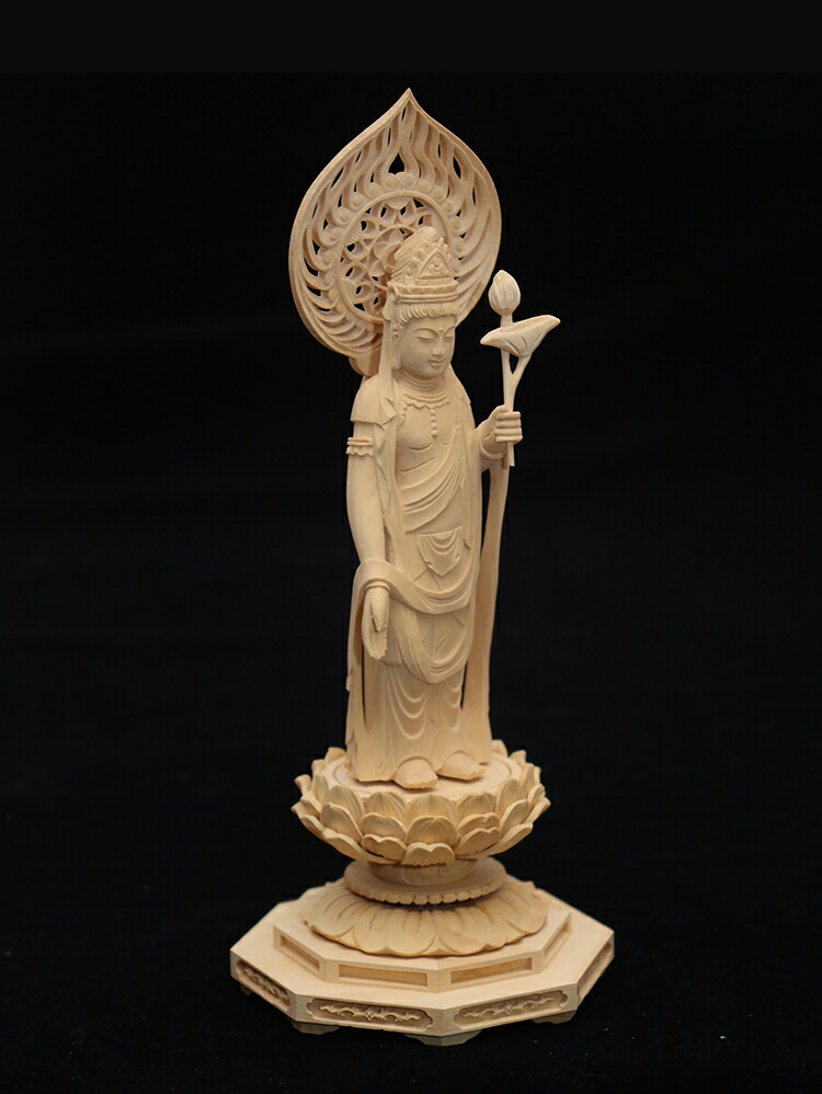 楽天市場】【総高21cm】観音菩薩 木彫り 仏像仕様：無垢 / 素材：柘植