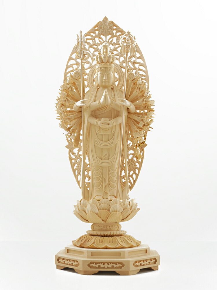 楽天市場】千手観音 木彫り 仏像 仕様：無垢 / 素材：柘植（置物