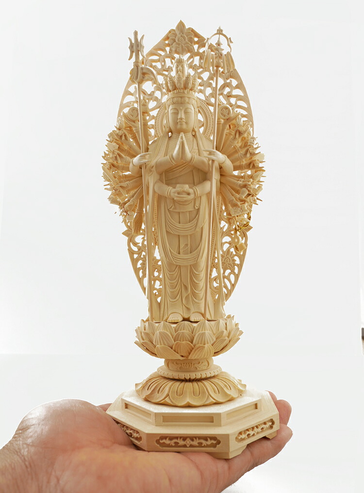 楽天市場】千手観音 木彫り 仏像 仕様：無垢 / 素材：柘植（置物