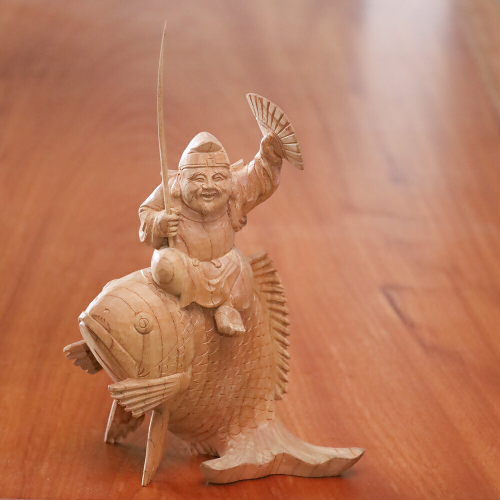 恵比須様 鯛 置物 鉄製 恵比須様と大鯛 七福神 置物 鉄製 8024g 恵比須