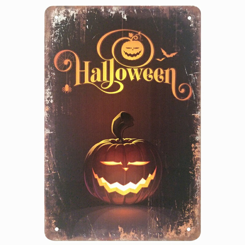 楽天市場】ハロウィン 飾り 玄関 かぼちゃ ブリキ看板 カボチャ