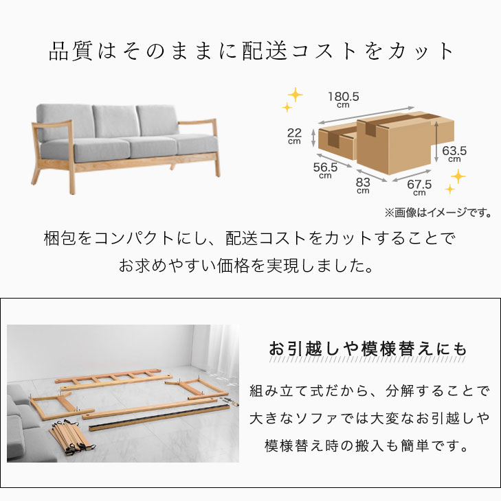 楽天市場】【本日クーポン3％引】 ソファー 天然木フレーム 3P