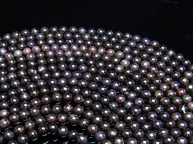 楽天市場】ブラックオパール 一連 6mm opal 蛋白石 ブラック