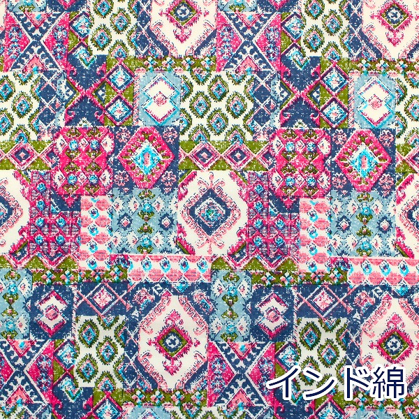 楽天市場】【10cm単位価格】 インド綿 パッチワーク柄 ピンク系
