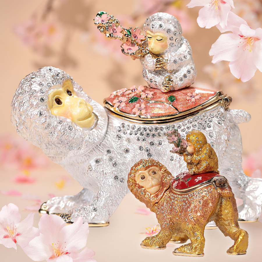 楽天市場】【正規品】 ジュエリーボックス 親子申 猿 サル 親子猿 桜