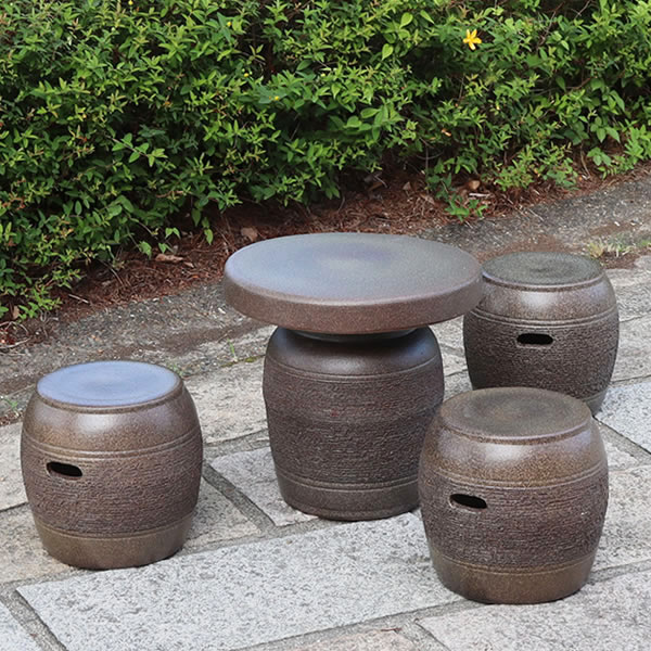 楽天市場】陶器ガーデンテーブルセット 信楽焼ガーデンテーブルの通販