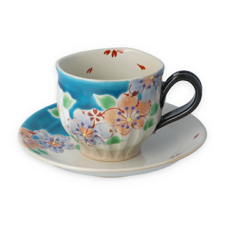 楽天市場】九谷焼 カップ&ソーサー 桜の宴 ブルー/虚空蔵窯＜送料無料
